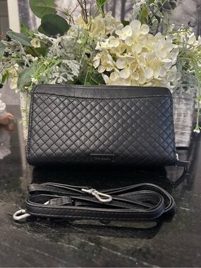 Vera Bradley Deluxe All Together Wallet Crossbody in Black Leather
